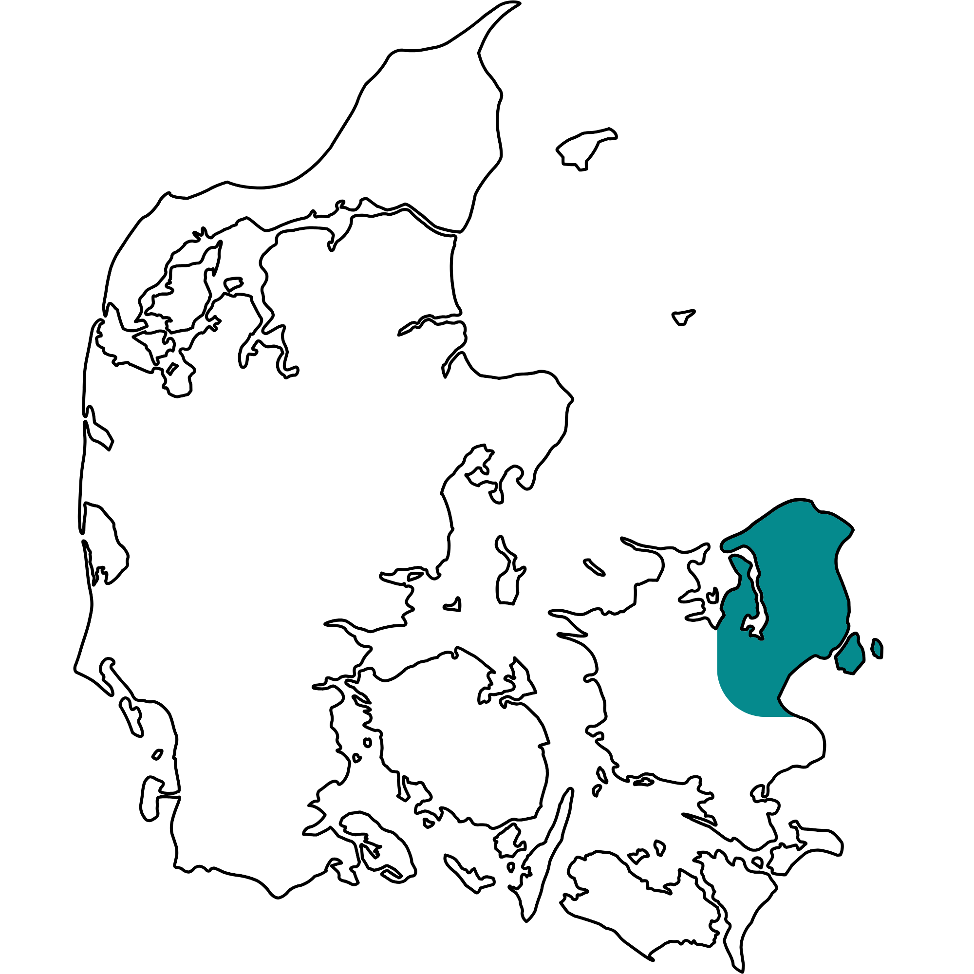 Kort over Europa med Danmark markeret i blåt.