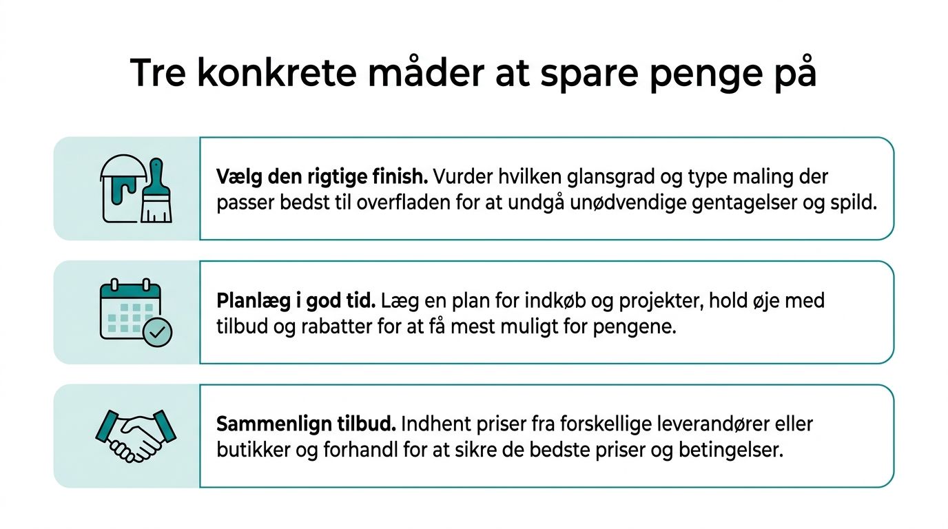 Tre råd til at spare penge på renovering eller malerarbejde ved korrekt planlægning og valg.